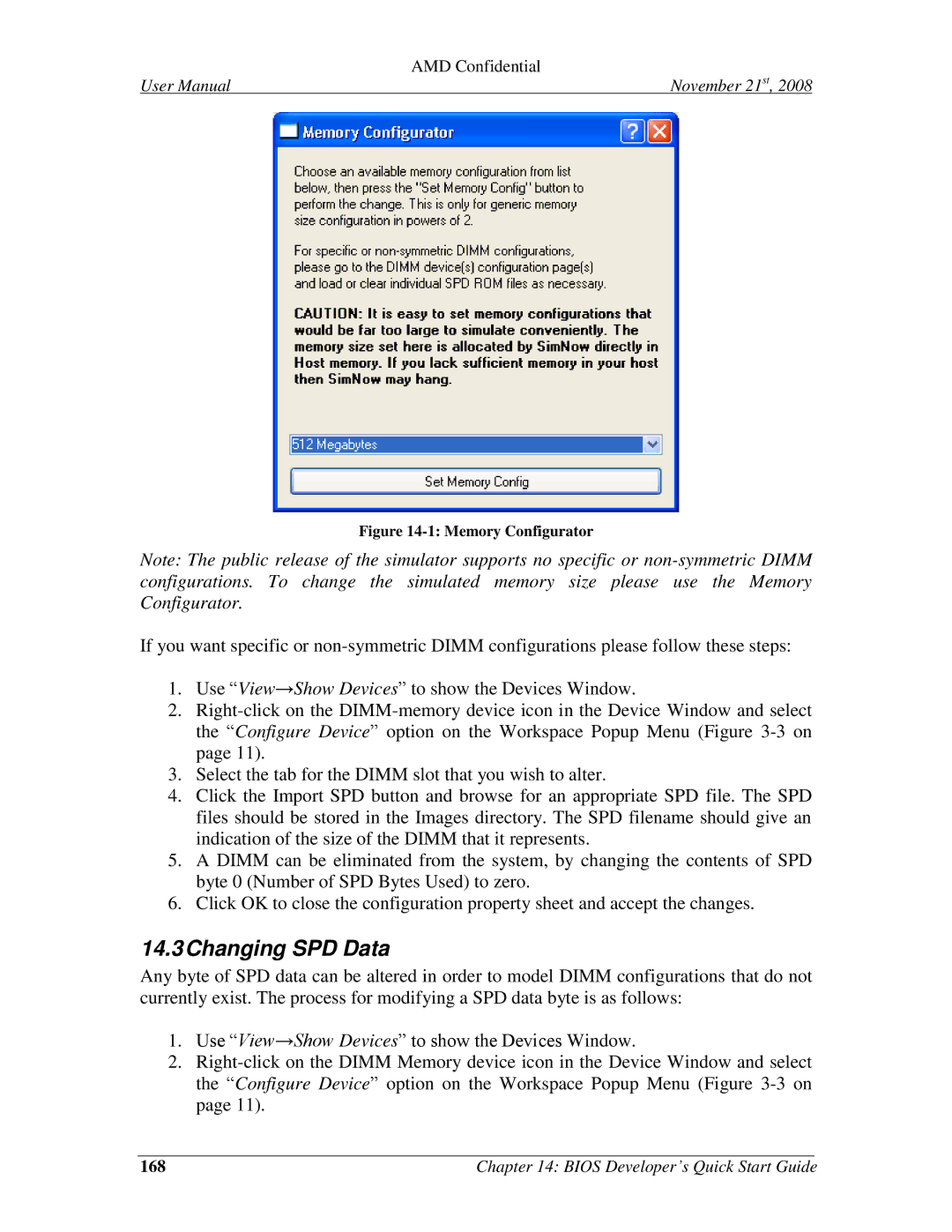 AMD 4.4.5 user manual Changing SPD Data, 168 