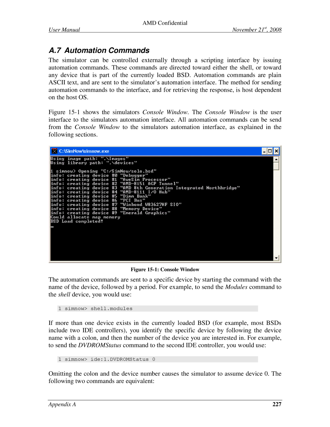 AMD 4.4.5 user manual Automation Commands, 227 