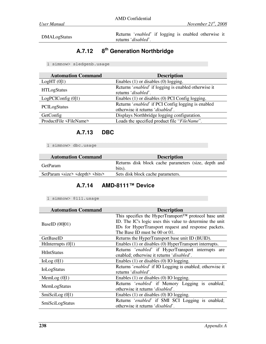 AMD 4.4.5 user manual 8th Generation Northbridge, AMD-8111 Device 