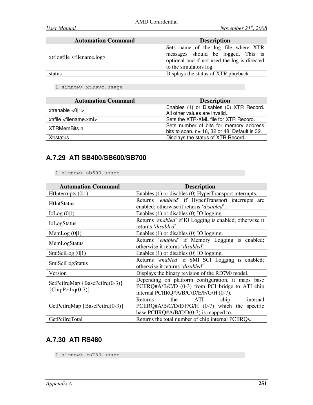 AMD 4.4.5 user manual ATI SB400/SB600/SB700, ATI RS480, 251 