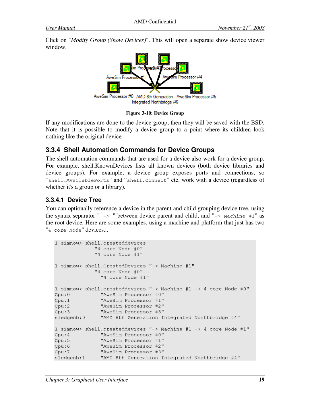 AMD 4.4.5 user manual Shell Automation Commands for Device Groups, Device Tree 