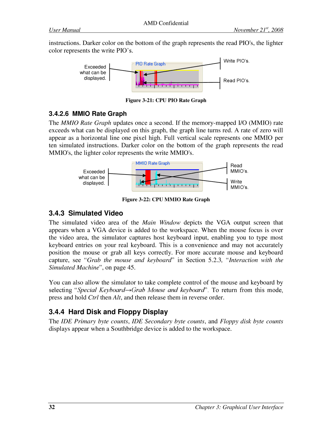 AMD 4.4.5 user manual Simulated Video, Hard Disk and Floppy Display, Mmio Rate Graph 