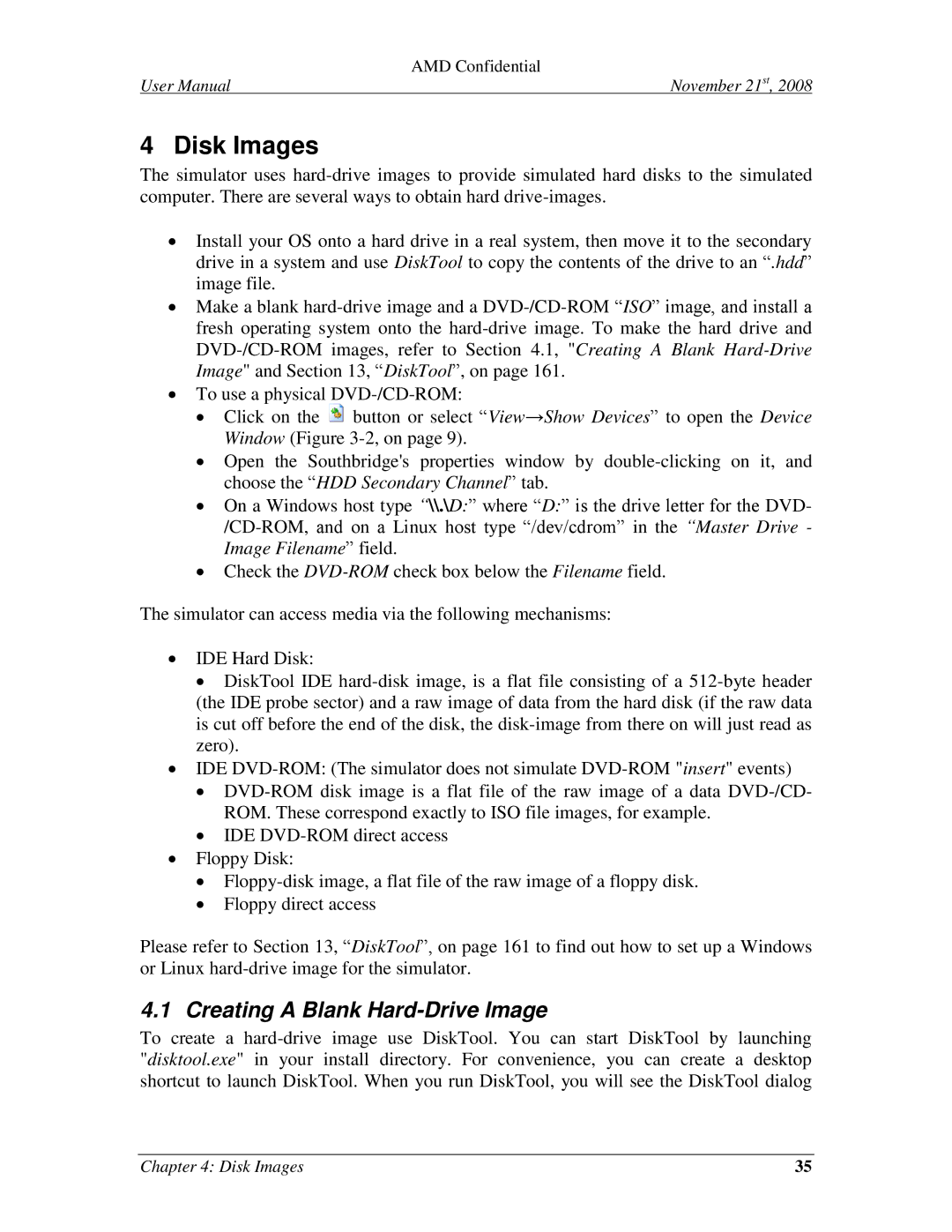 AMD 4.4.5 user manual Disk Images, Creating a Blank Hard-Drive Image 