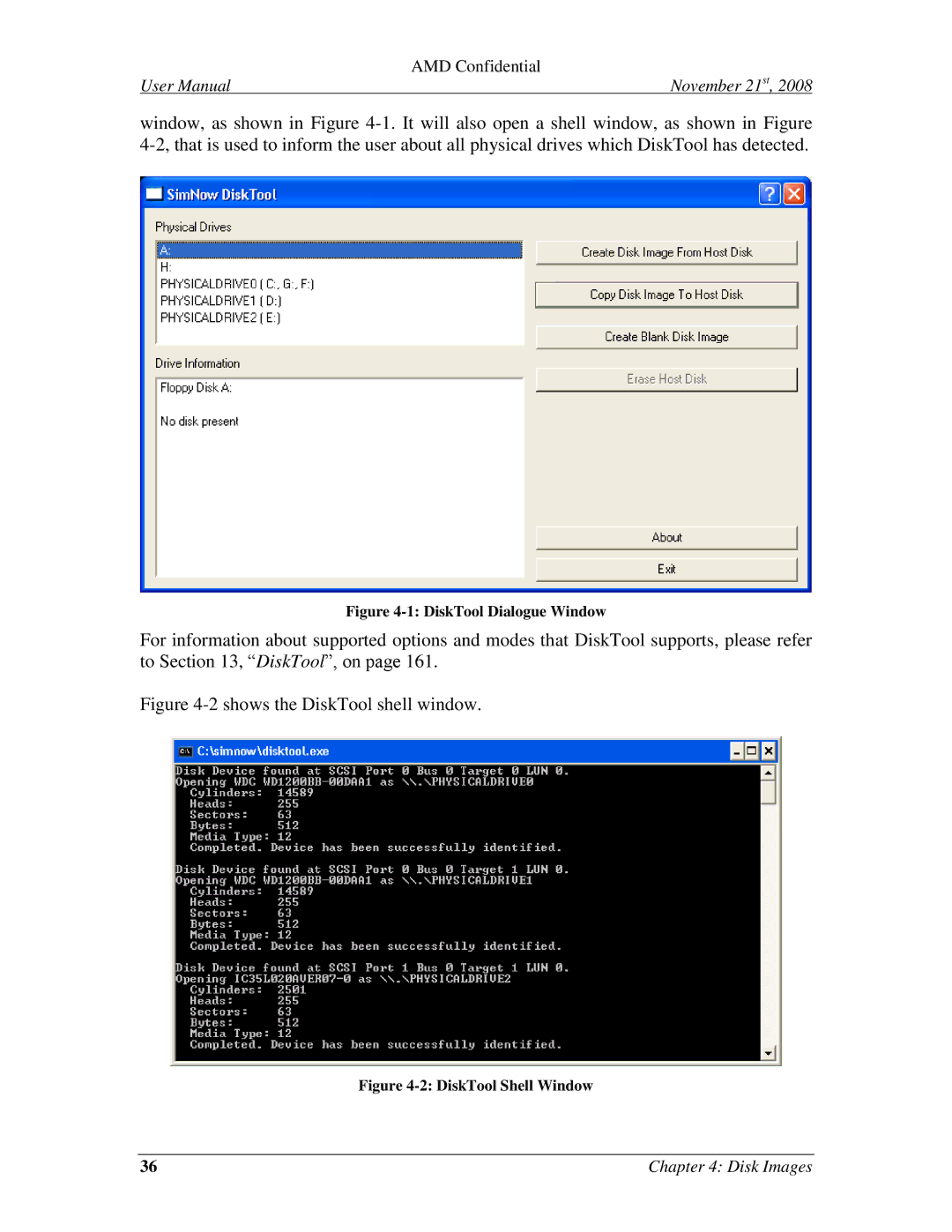 AMD 4.4.5 user manual 2shows the DiskTool shell window 