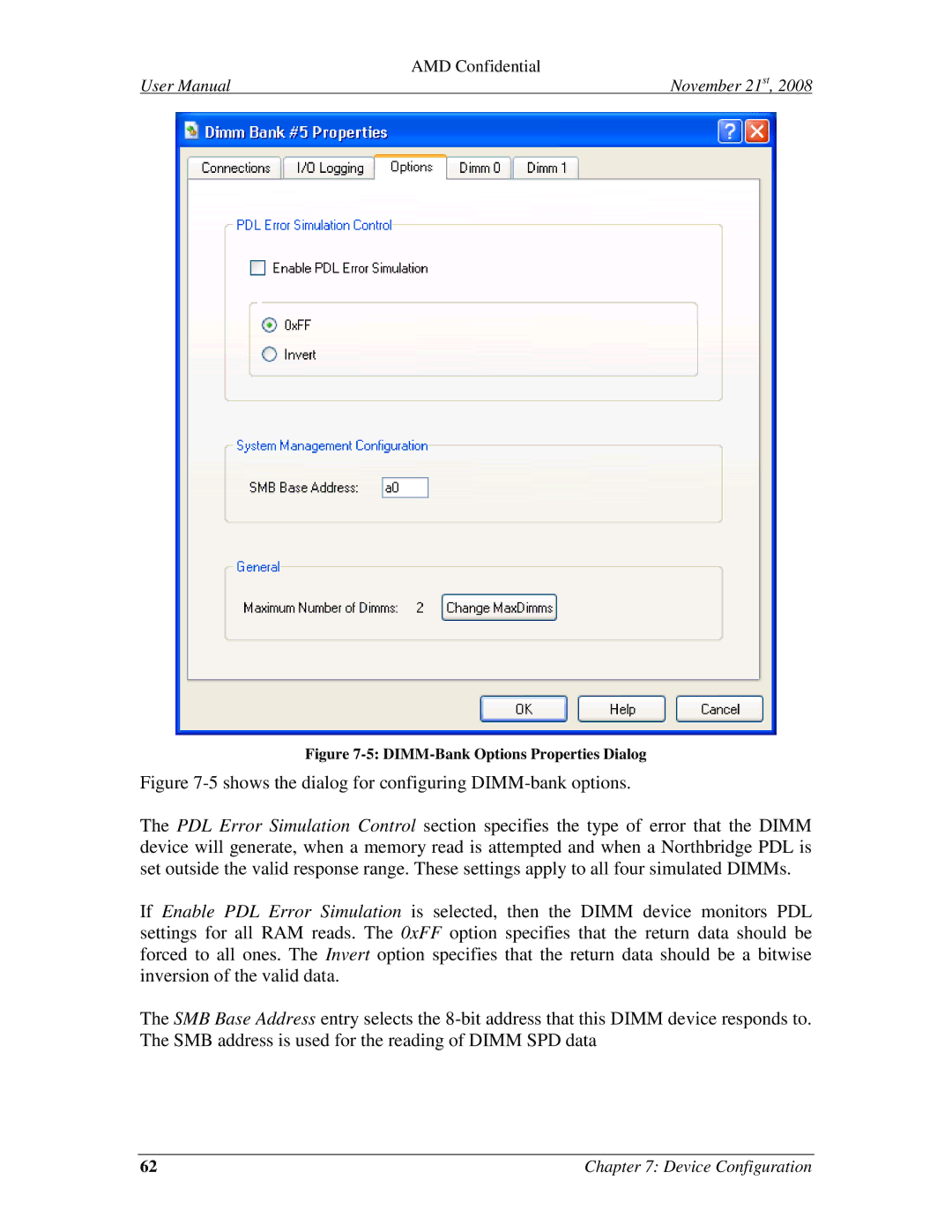 AMD 4.4.5 user manual DIMM-Bank Options Properties Dialog 