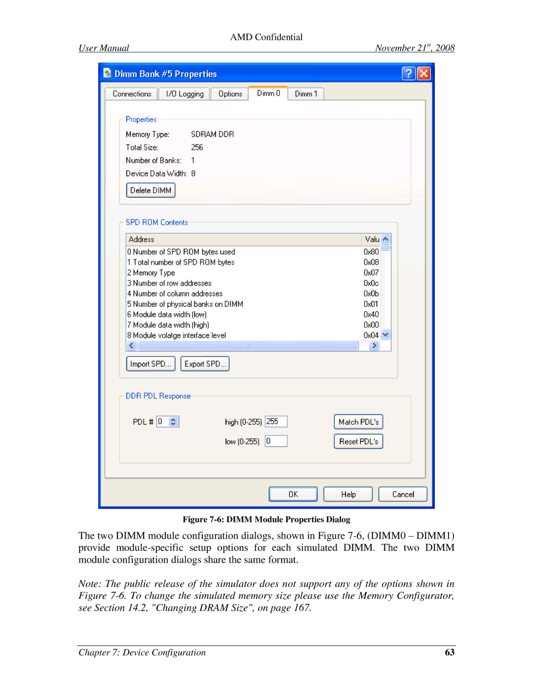 AMD 4.4.5 user manual Dimm Module Properties Dialog 