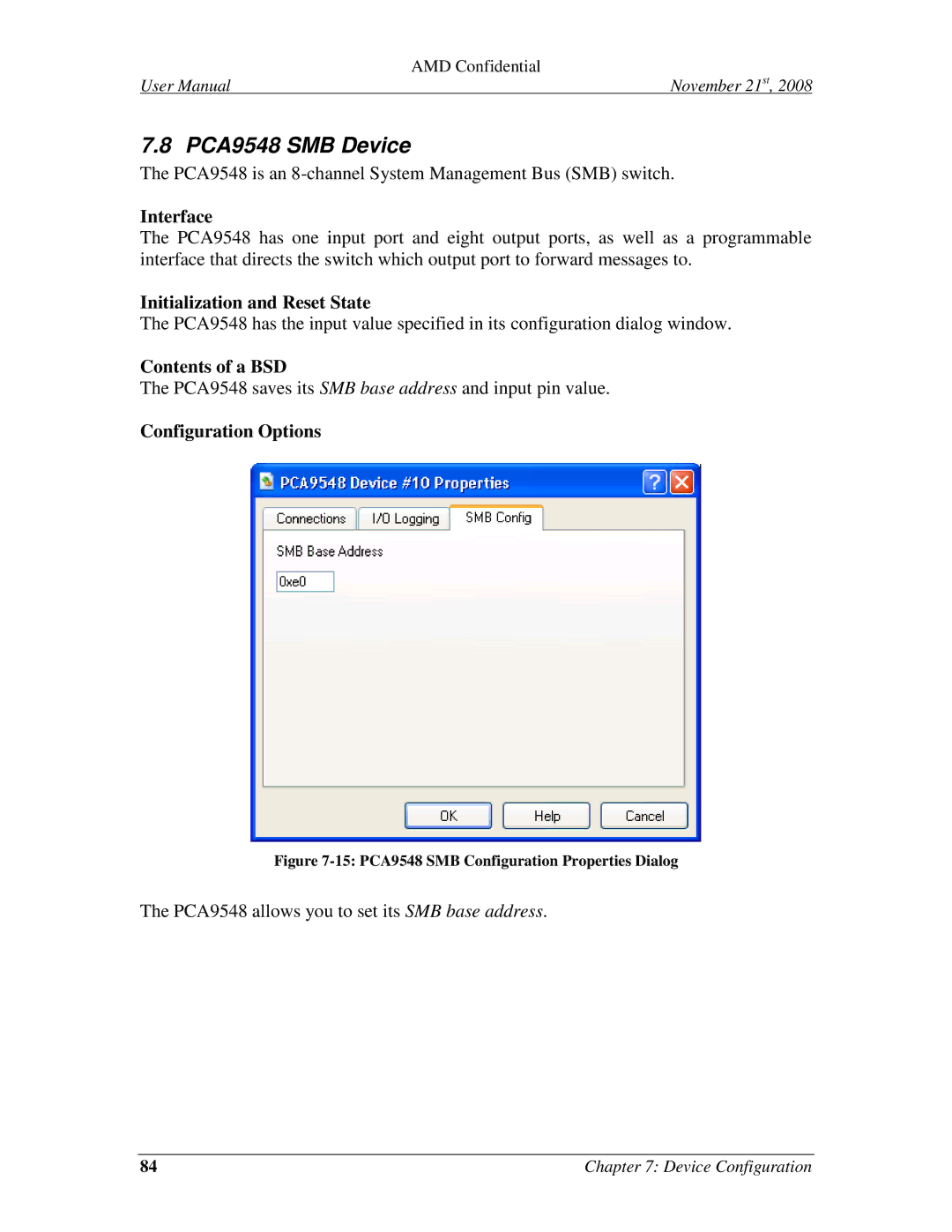 AMD 4.4.5 user manual PCA9548 SMB Device, Interface 