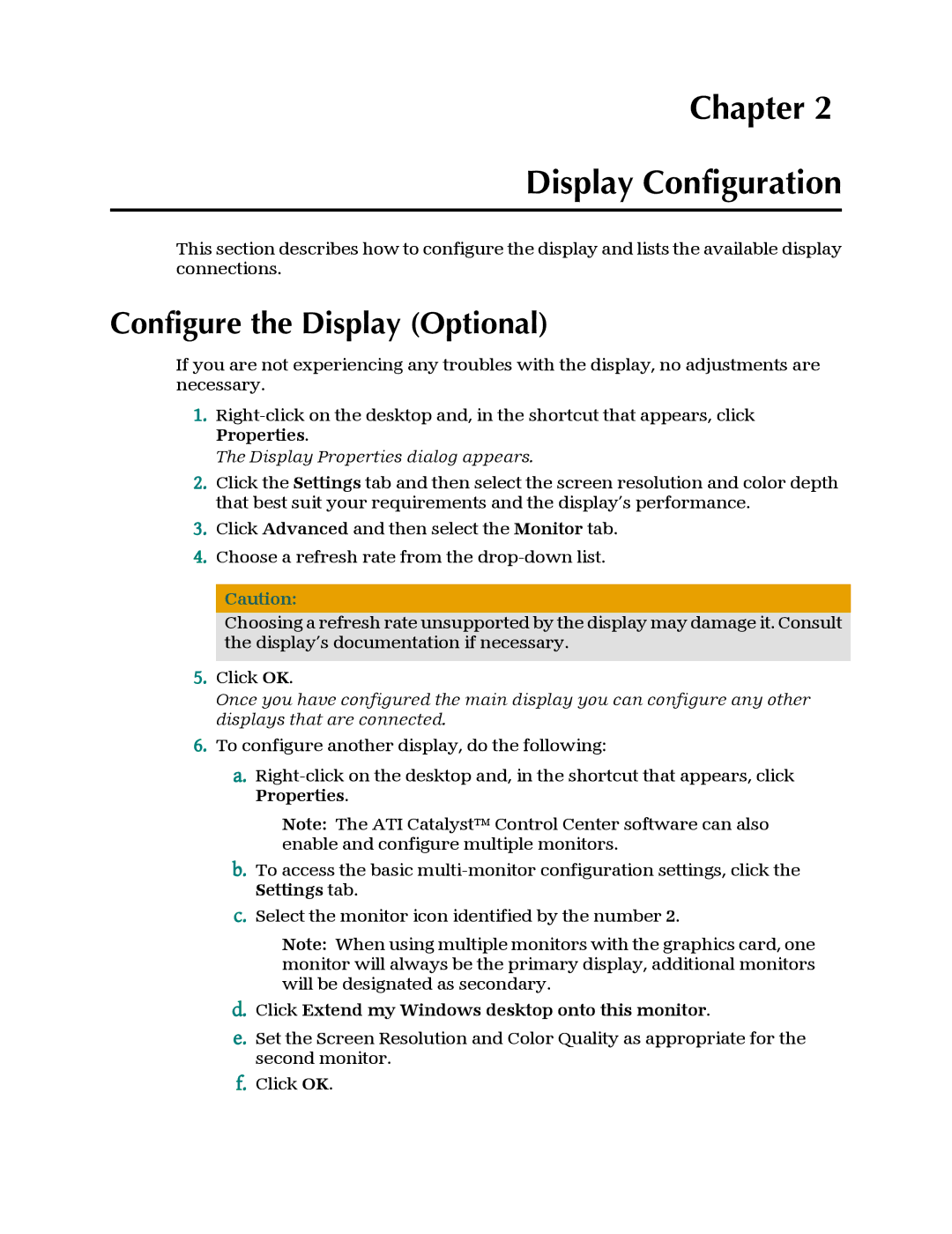 AMD 4850 manual Chapter Display Configuration, Configure the Display Optional 