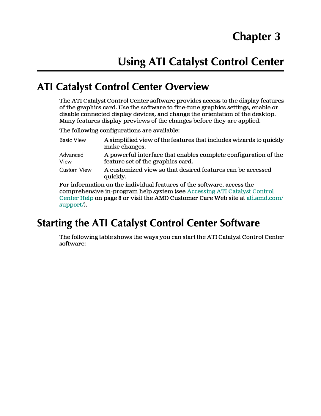 AMD 4850 manual Chapter Using ATI Catalyst Control Center, ATI Catalyst Control Center Overview 