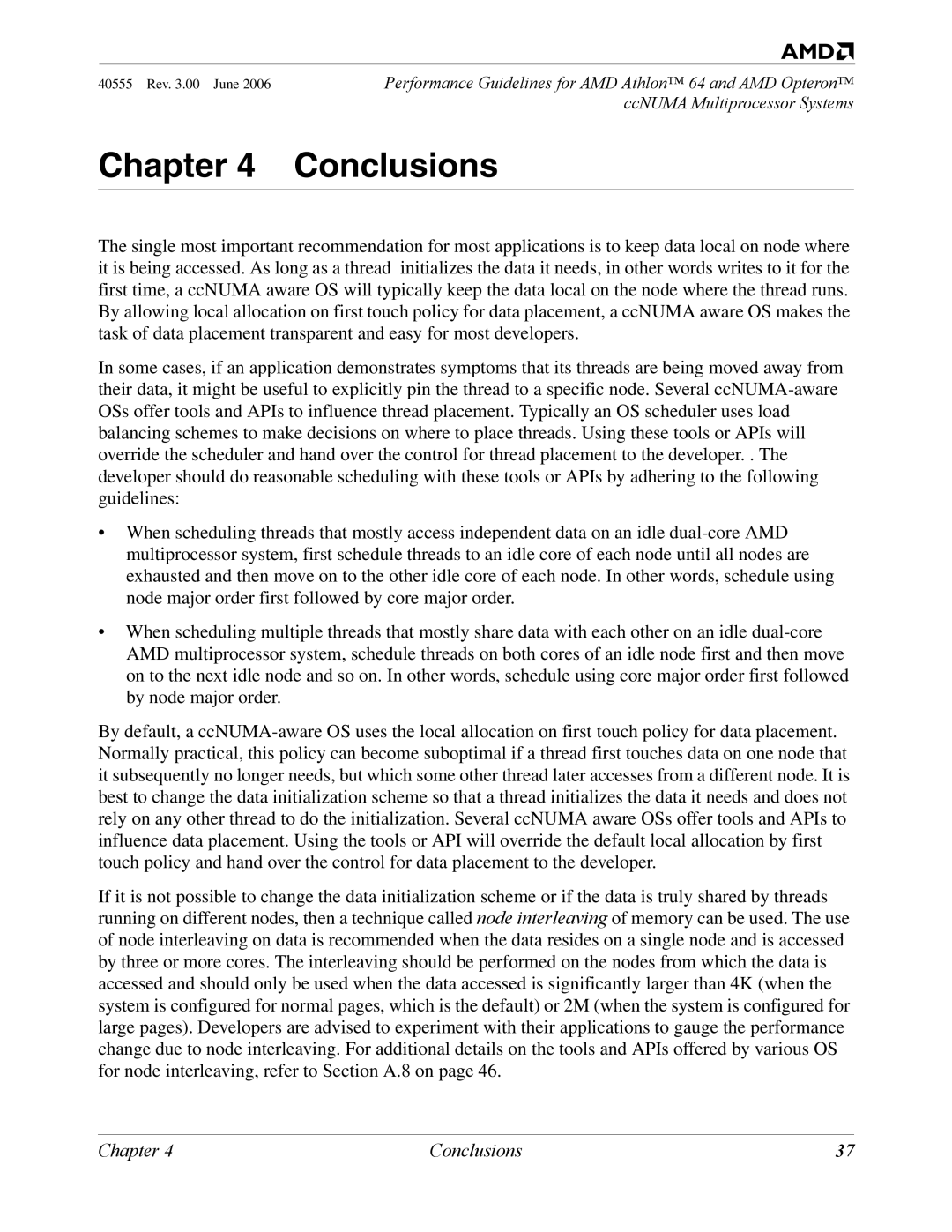 AMD 64 manual Chapter Conclusions 