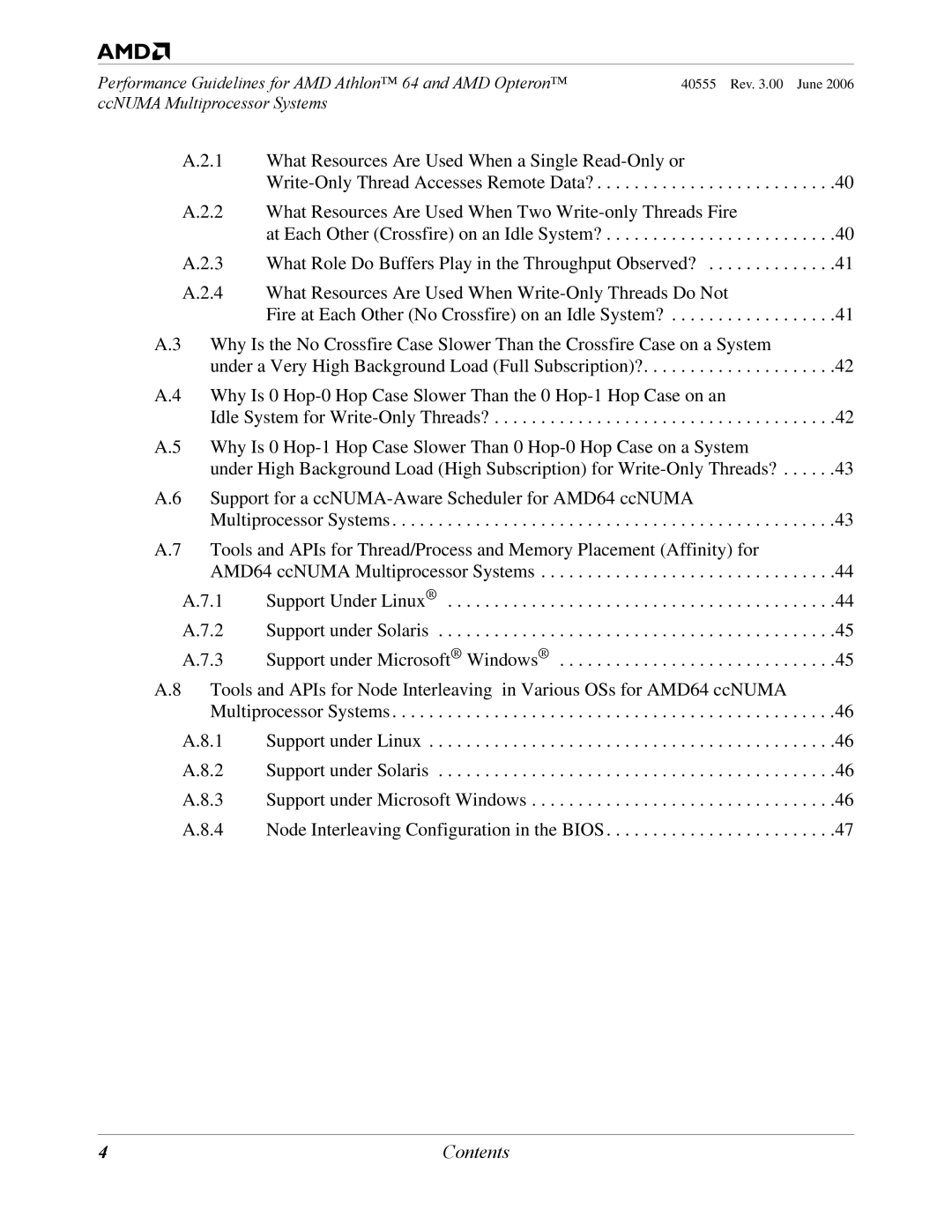 AMD manual Performance Guidelines for AMD Athlon 64 and AMD Opteron 