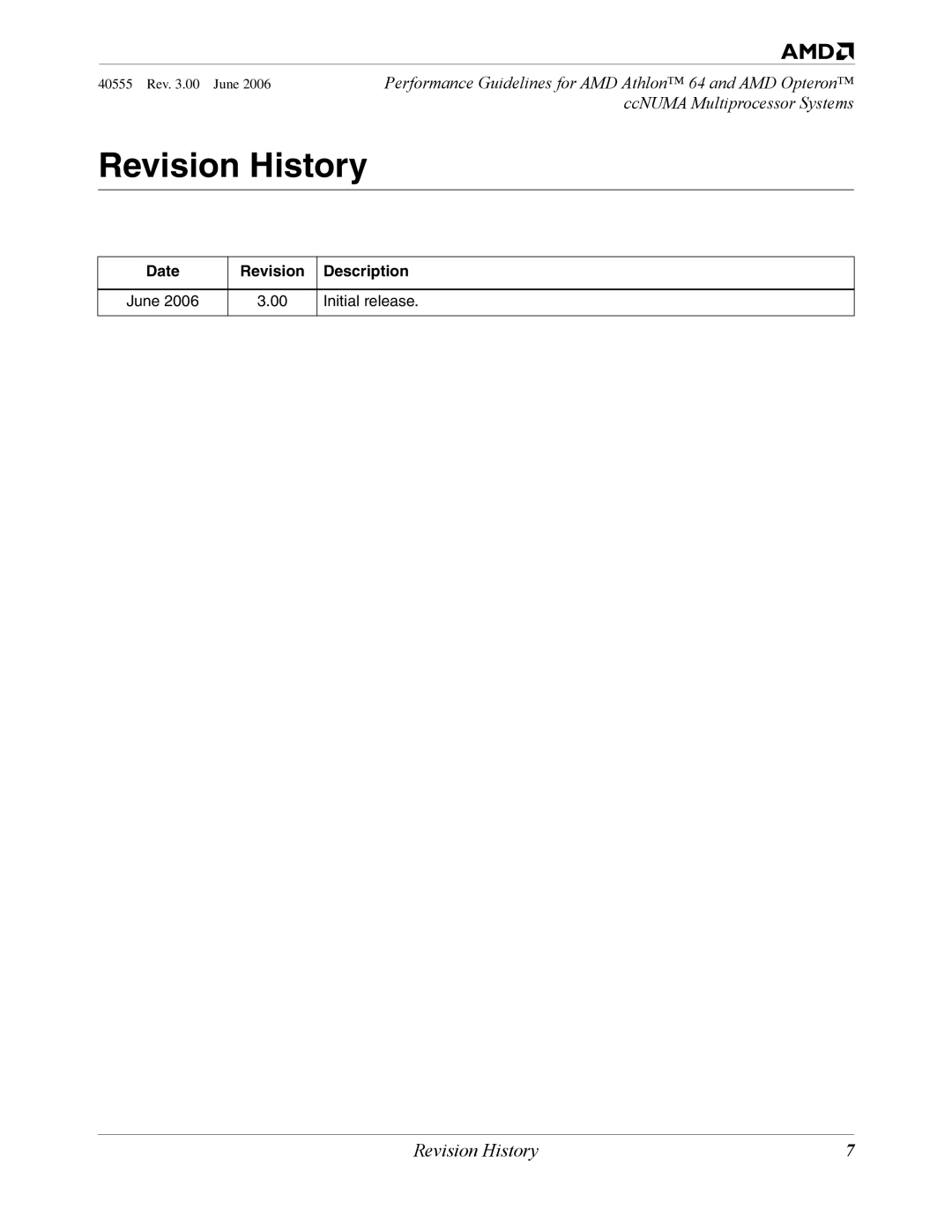 AMD 64 manual Revision History 