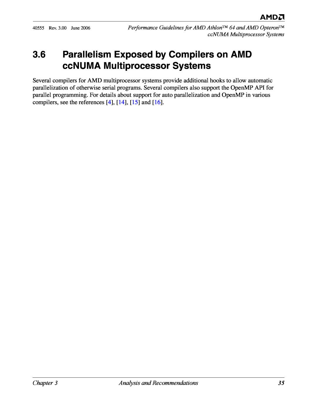 AMD 64 manual Chapter, Analysis and Recommendations 