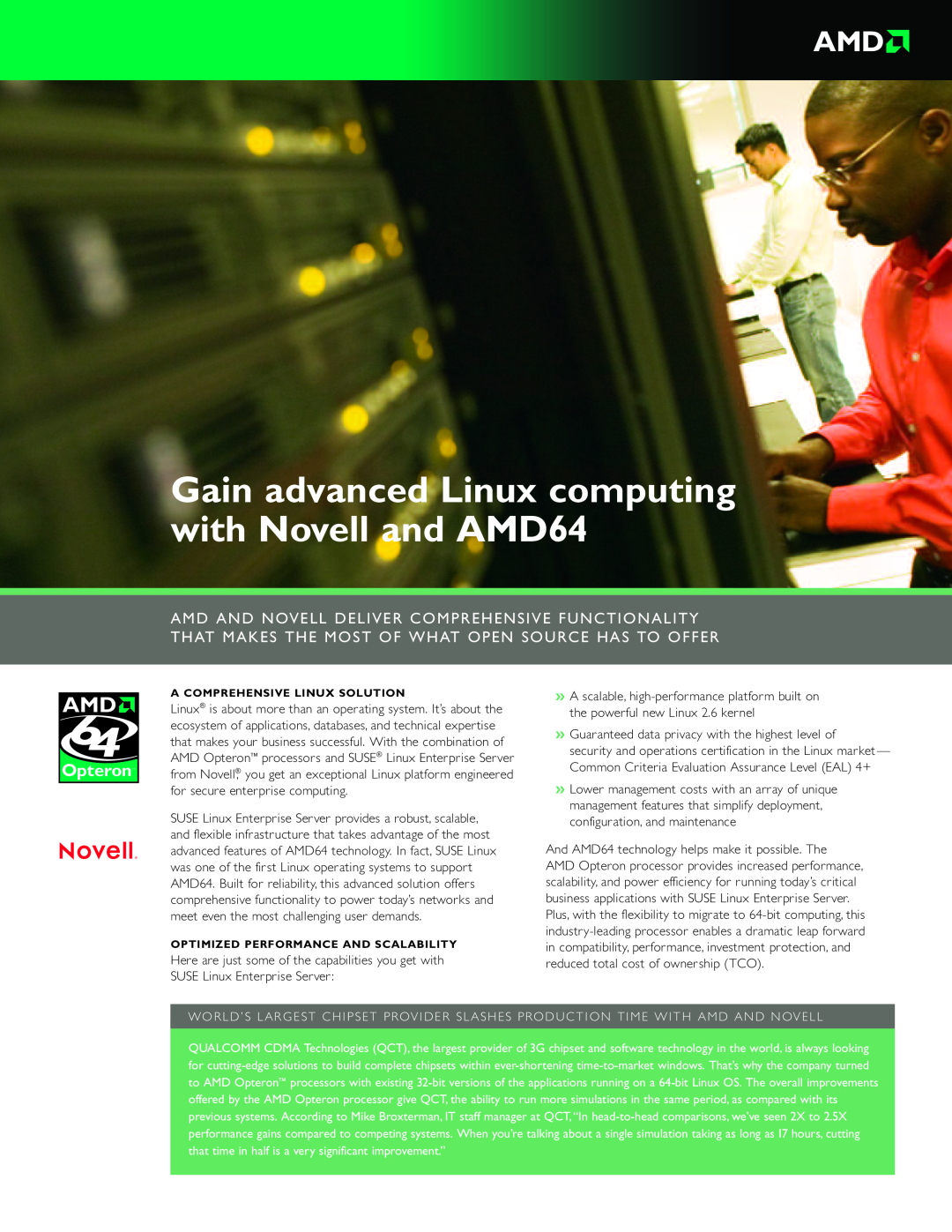 AMD manual Gain advanced Linux computing with Novell and AMD64 