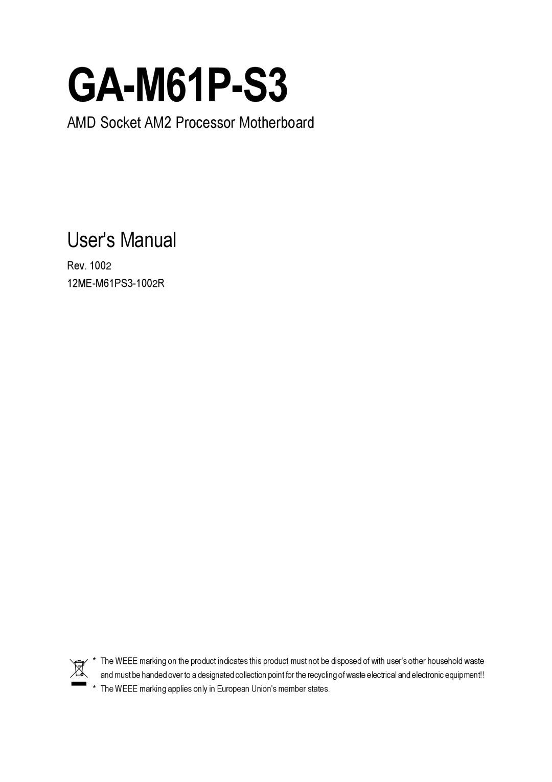 AMD 701P47156 user manual GA-M61P-S3 