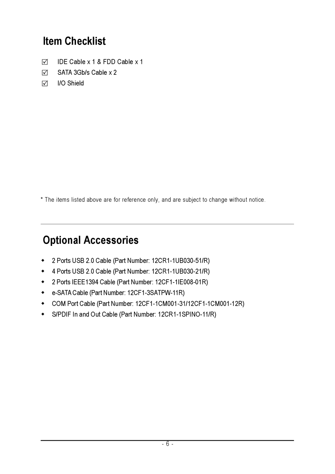 AMD 701P47156 user manual Item Checklist 