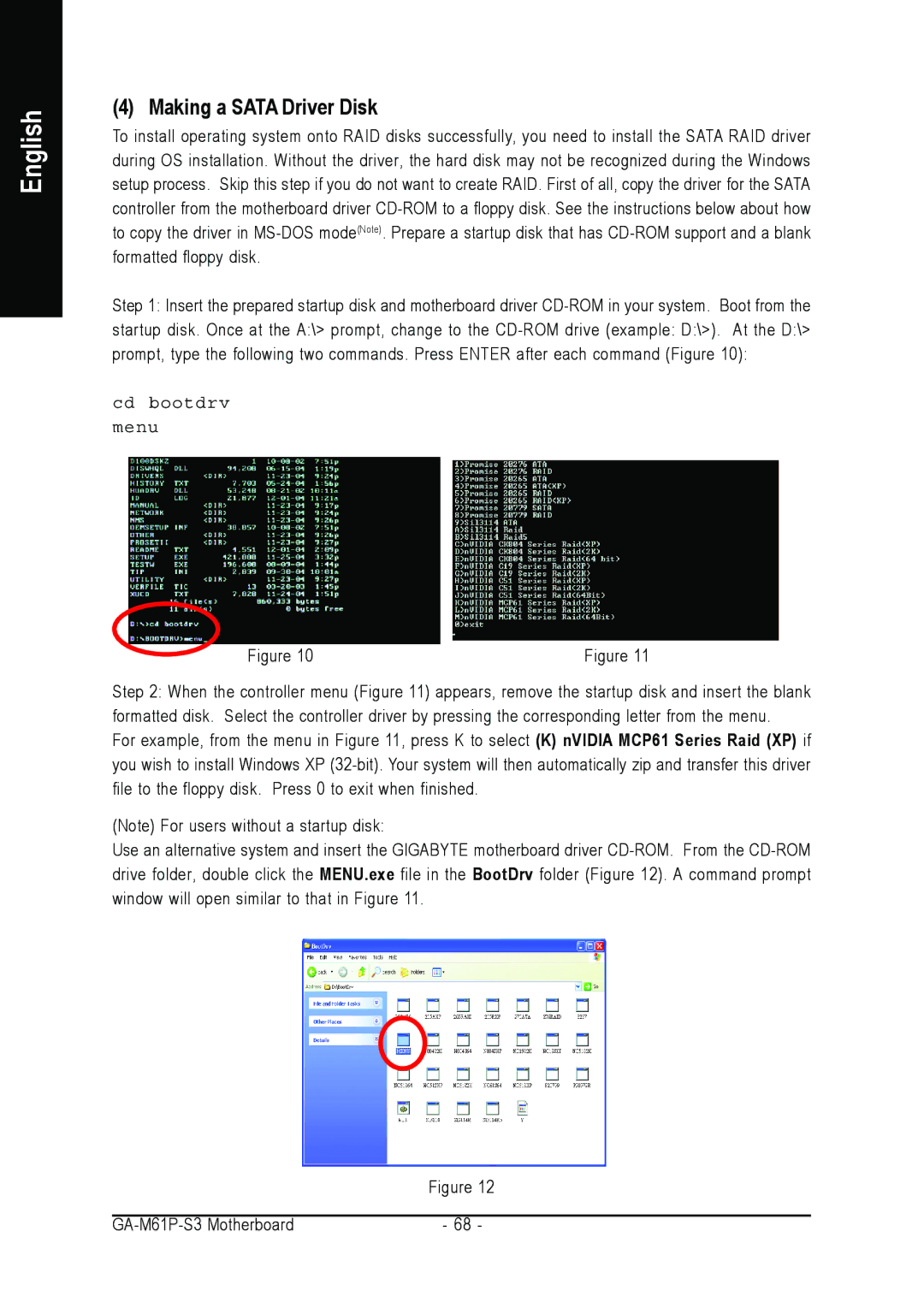 AMD 701P47156 user manual Making a Sata Driver Disk, Cd bootdrv Menu 