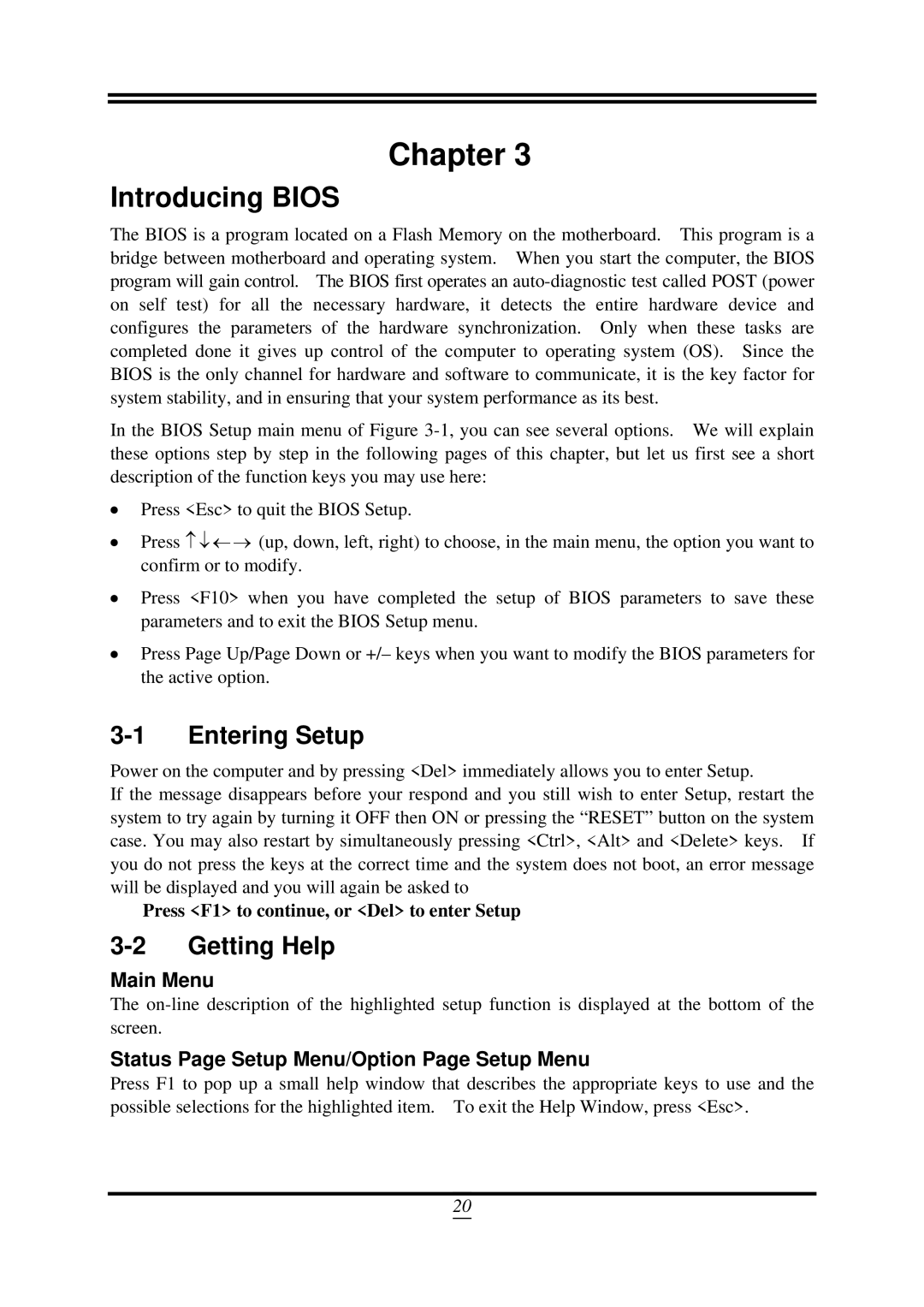 AMD SB750, 790GX user manual Entering Setup, Getting Help, Press F1 to continue, or Del to enter Setup 