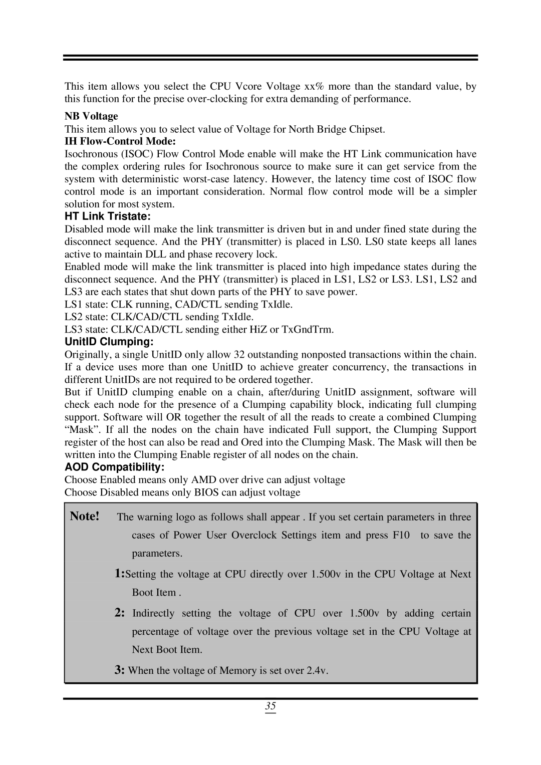 AMD 790GX, SB750 user manual NB Voltage, IH Flow-Control Mode 