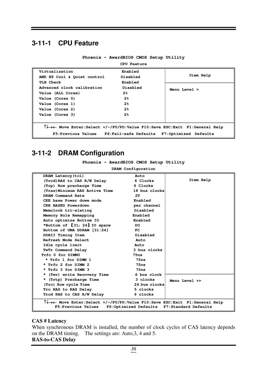 AMD SB750, 790GX user manual CPU Feature, Dram Configuration, CAS # Latency, RAS-to-CAS Delay 