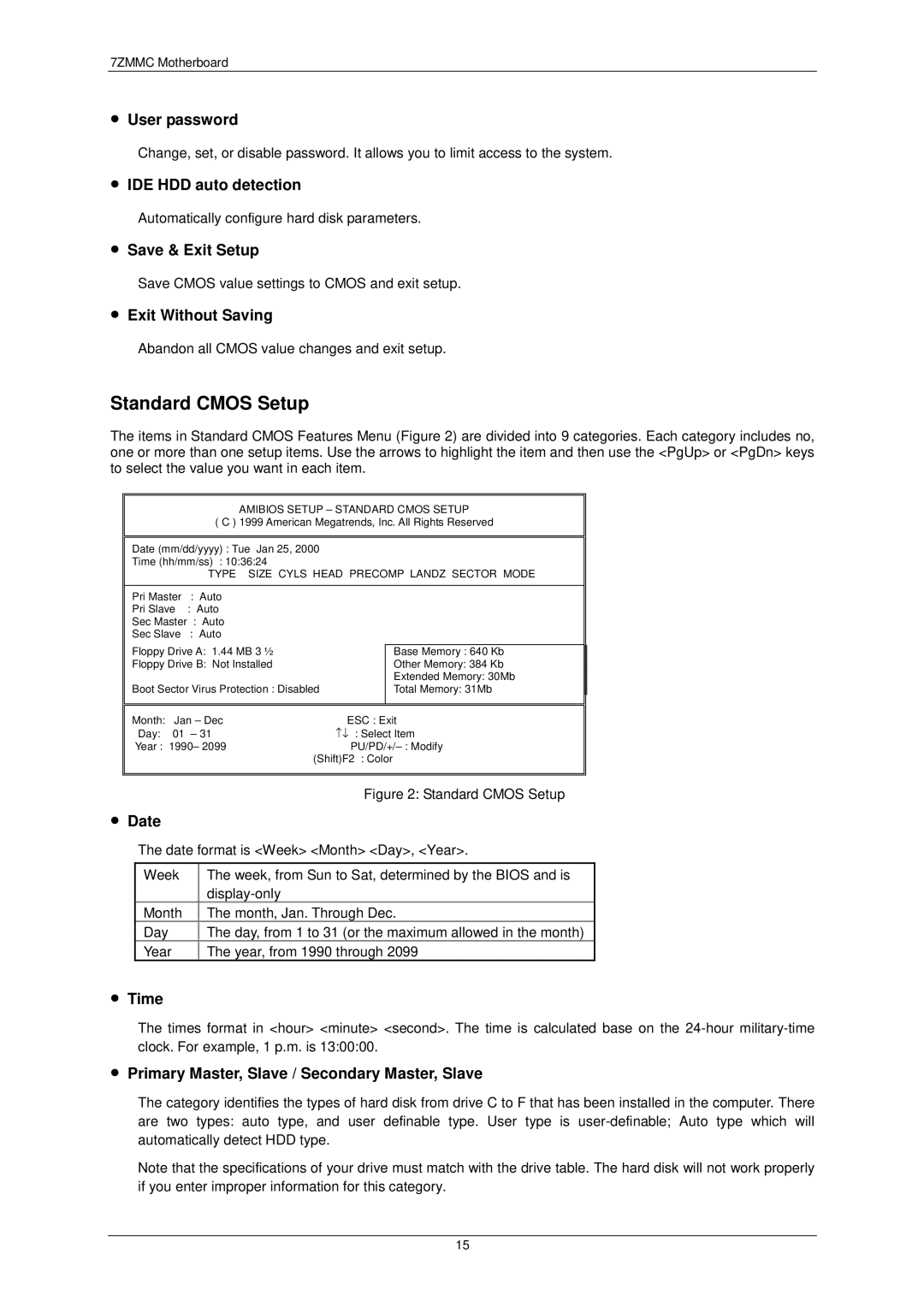 AMD 7ZMMC user manual Standard Cmos Setup 