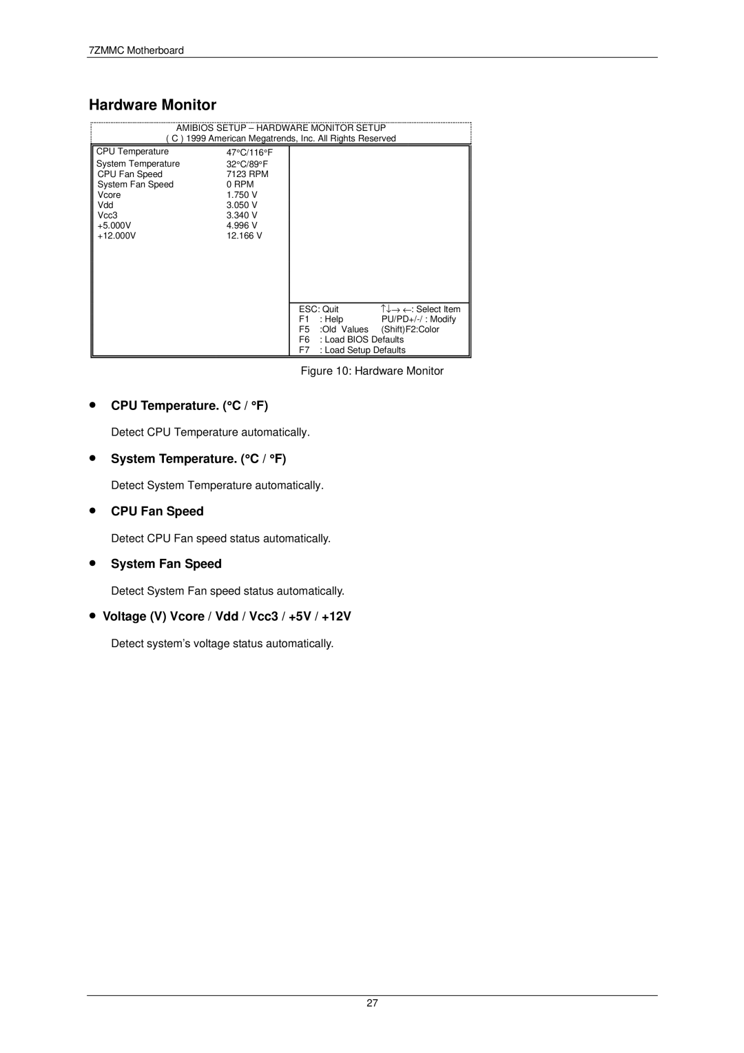 AMD 7ZMMC user manual Hardware Monitor 