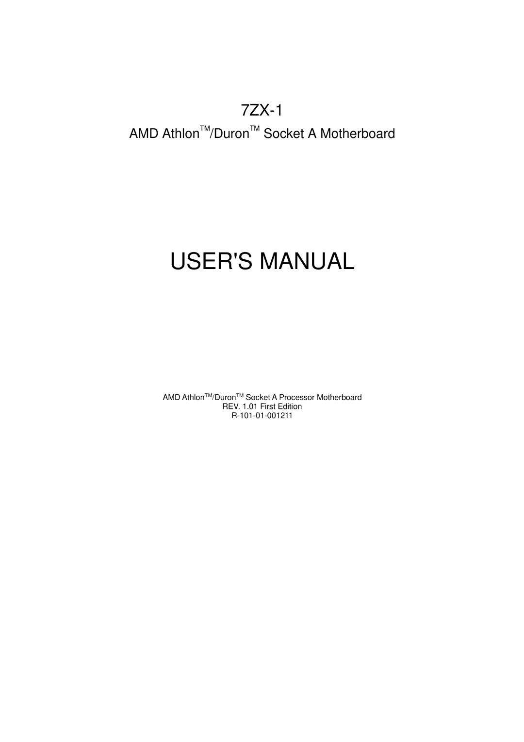 AMD 7ZX-1 user manual 