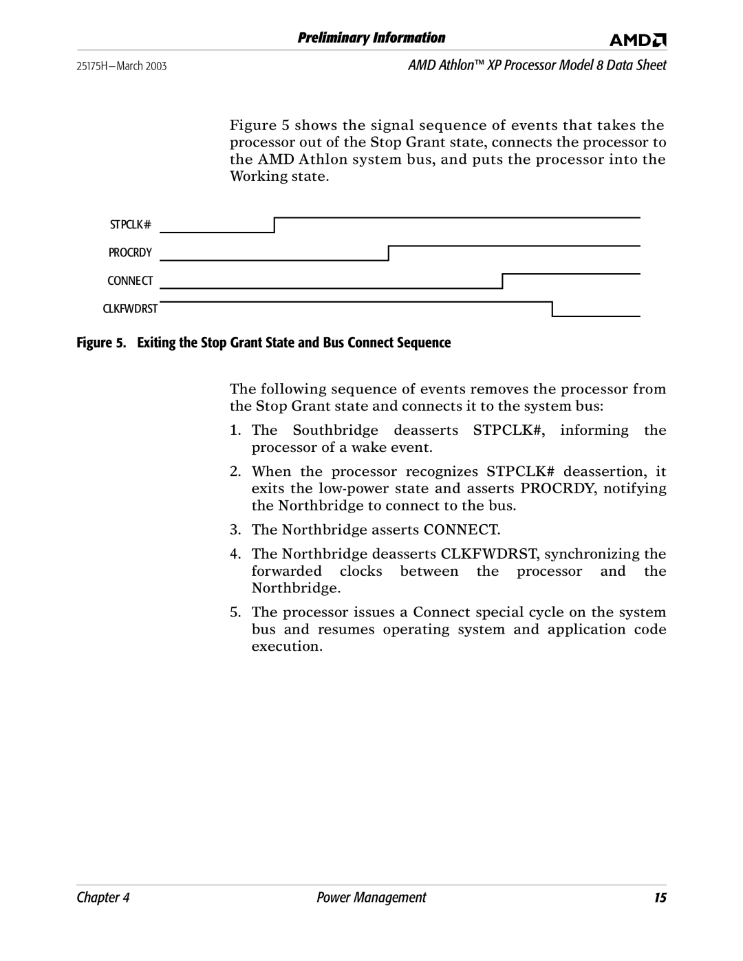 AMD 8 manual Exiting the Stop Grant State and Bus Connect Sequence 