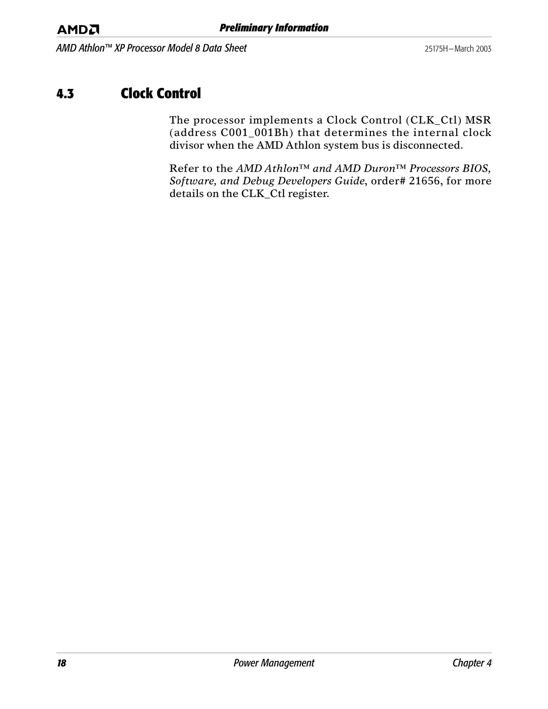 AMD 8 manual Clock Control 