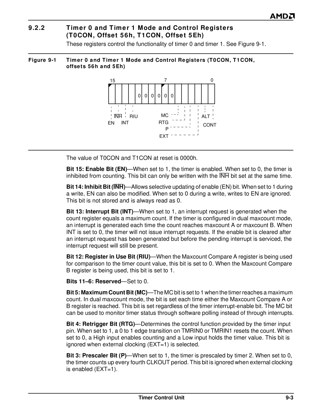 AMD Am188TMER, Am186TMER user manual Bits 11-6 Reserved -Set to 