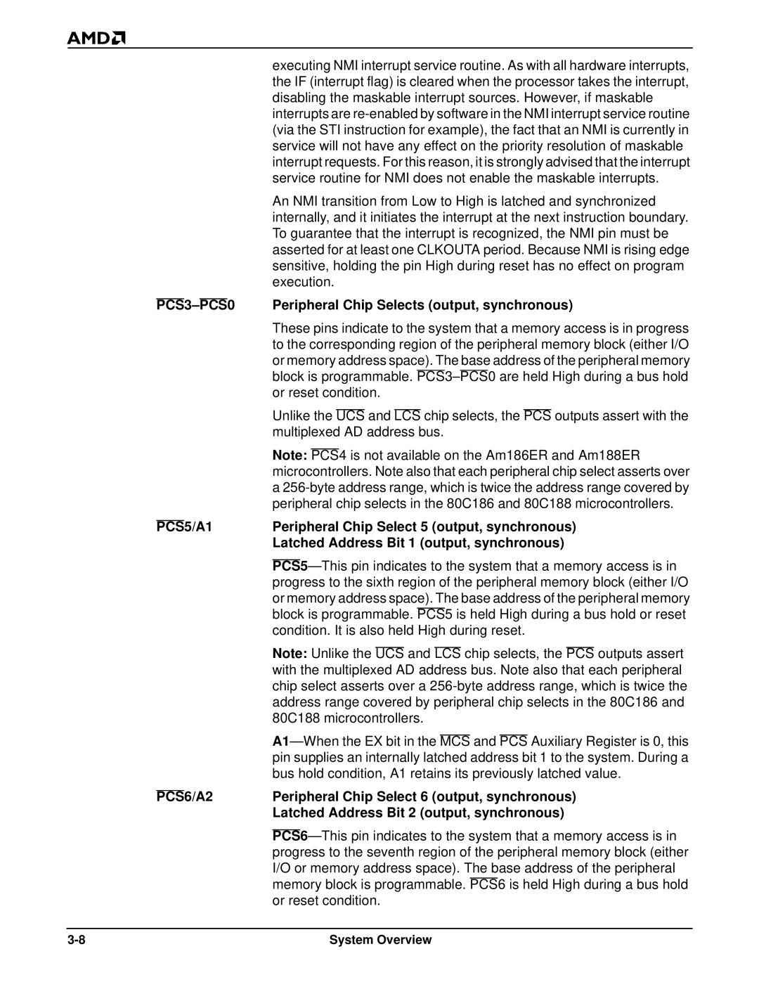 AMD Am186TMER, Am188TMER Peripheral Chip Selects output, synchronous, Peripheral Chip Select 5 output, synchronous 