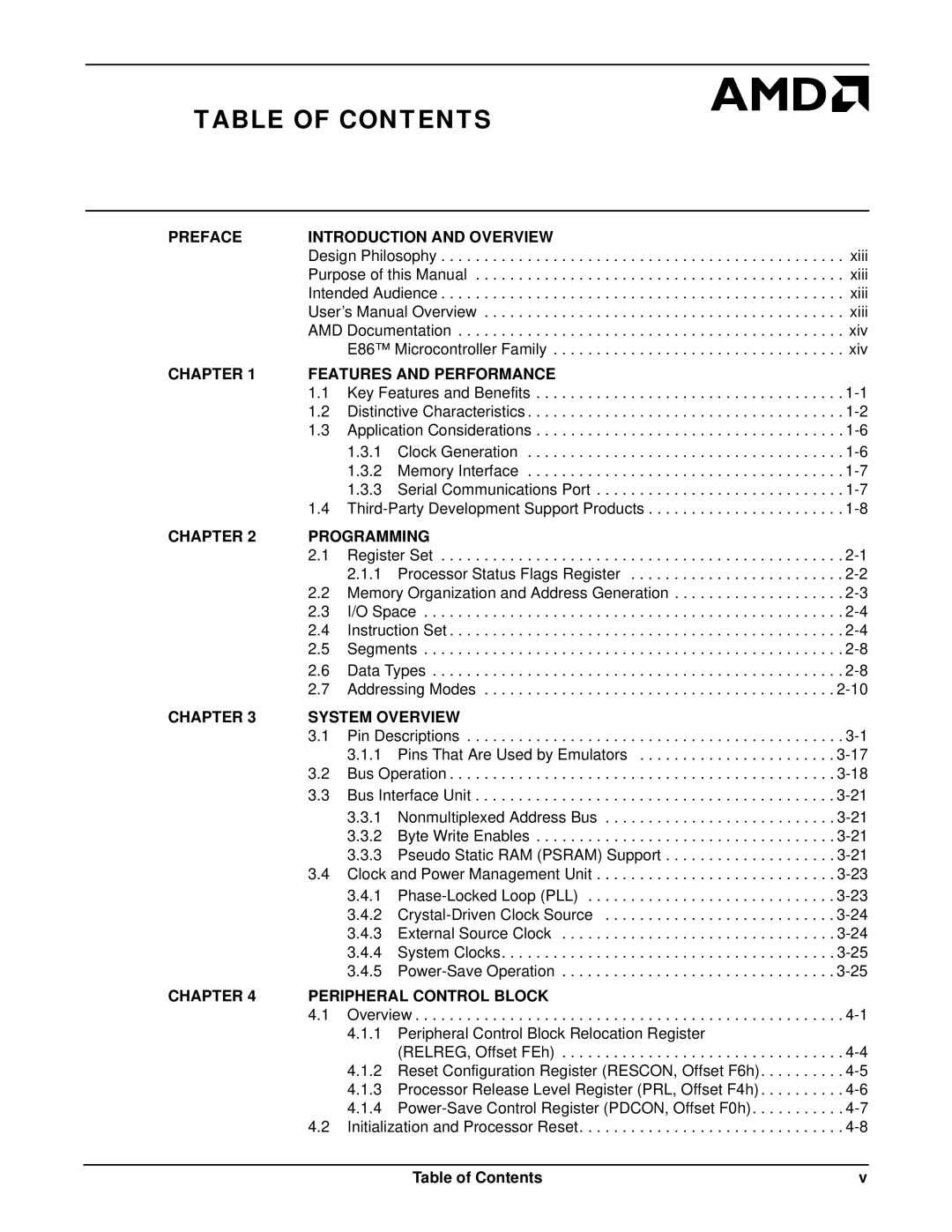 AMD Am188TMER, Am186TMER user manual Table of Contents 