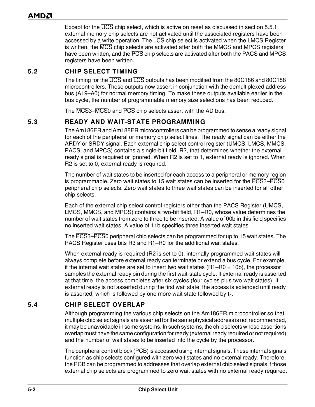 AMD Am186TMER, Am188TMER user manual Chip Select Timing, Ready and WAIT-STATE Programming, Chip Select Overlap 