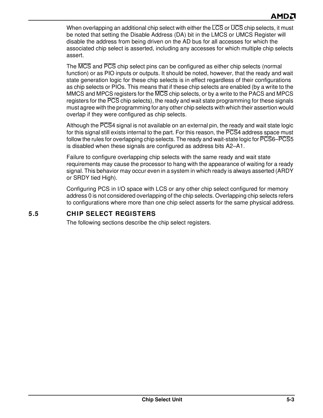 AMD Am188TMER, Am186TMER user manual Chip Select Registers 