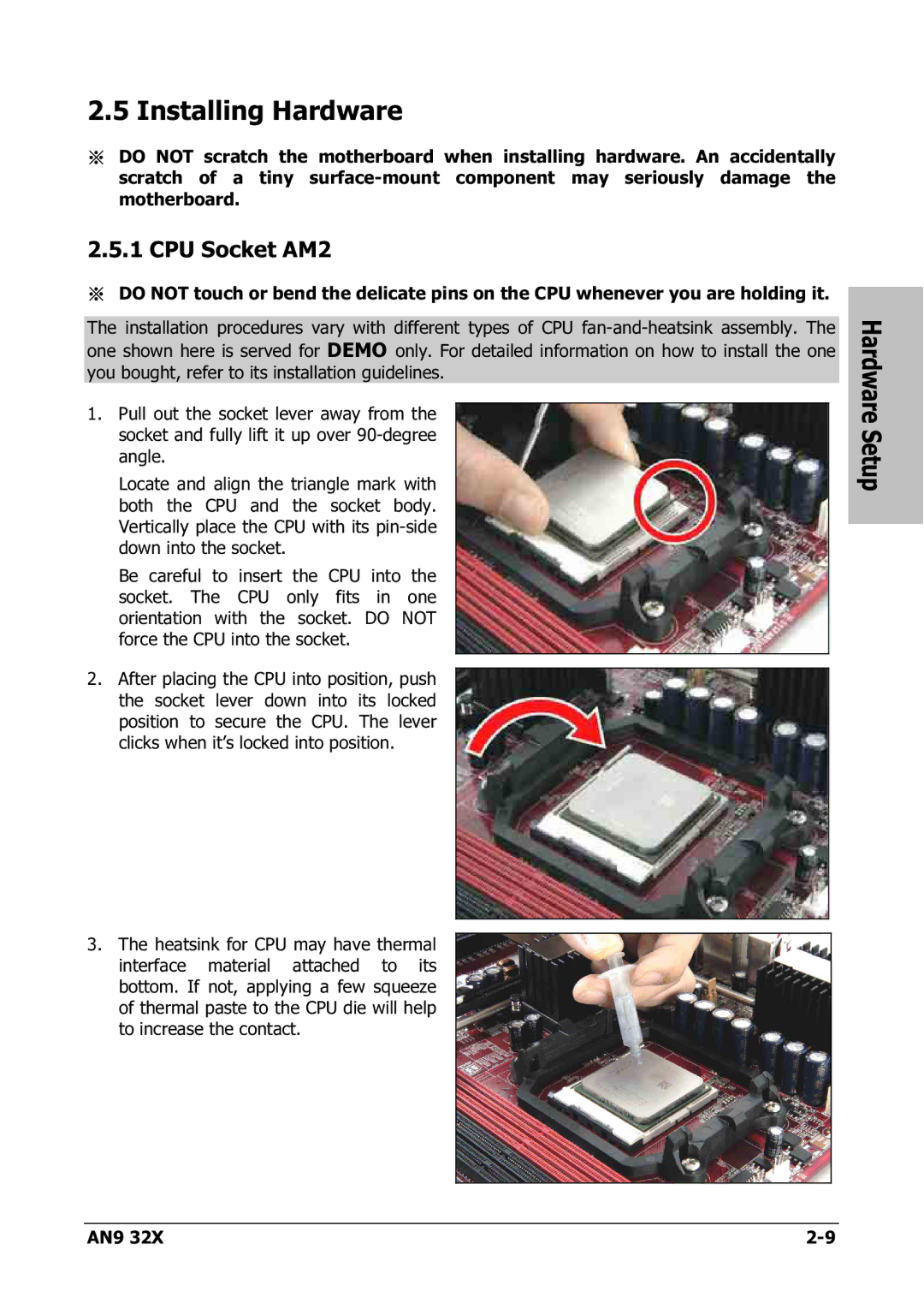 AMD AN9 32X user manual Installing Hardware, CPU Socket AM2 