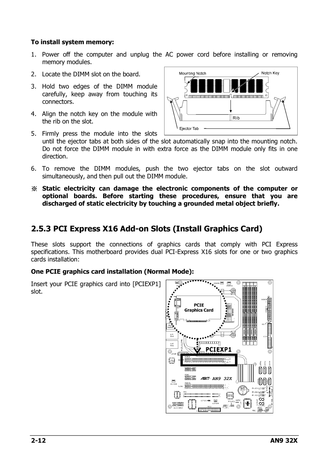 AMD AN9 32X user manual PCI Express X16 Add-on Slots Install Graphics Card 