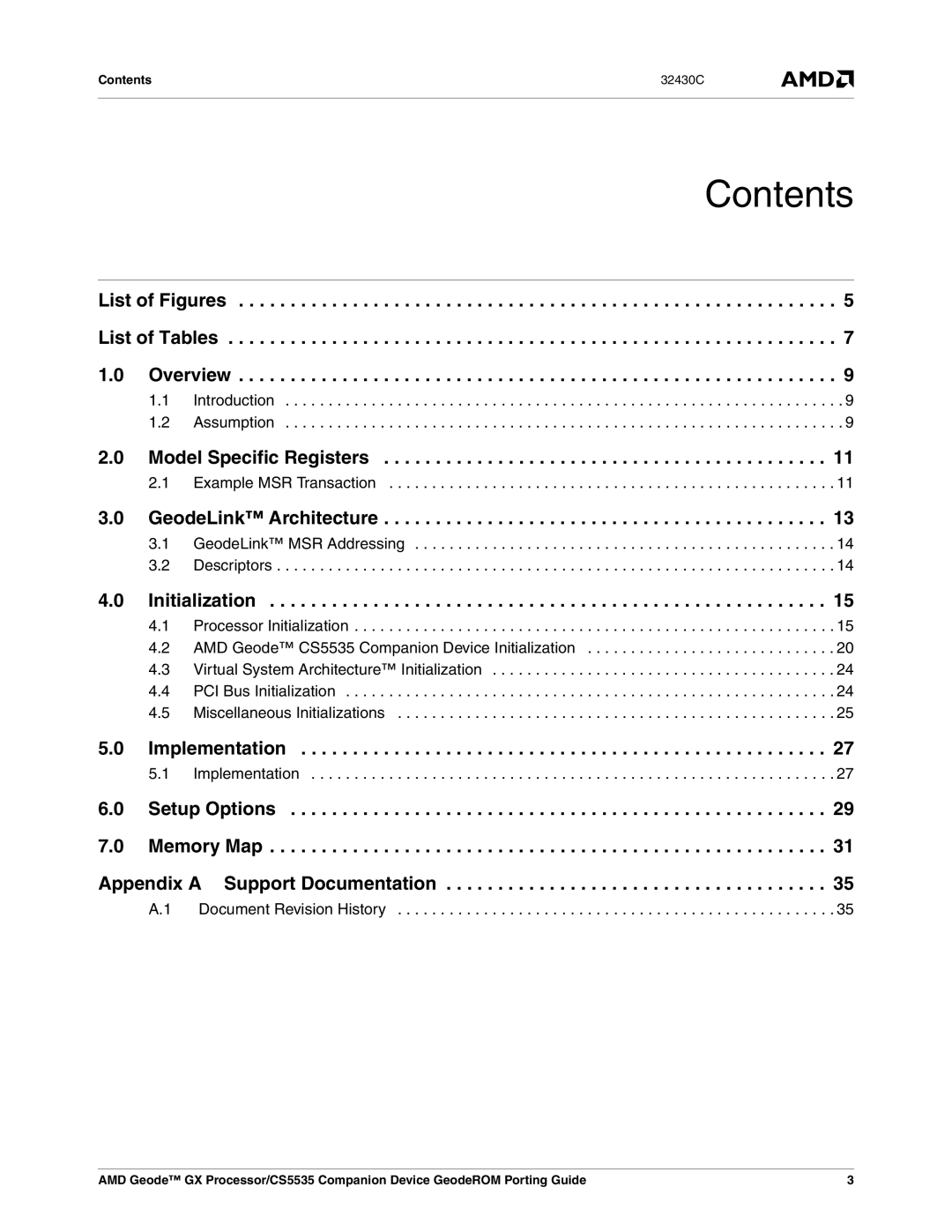 AMD CS5535 manual Contents 