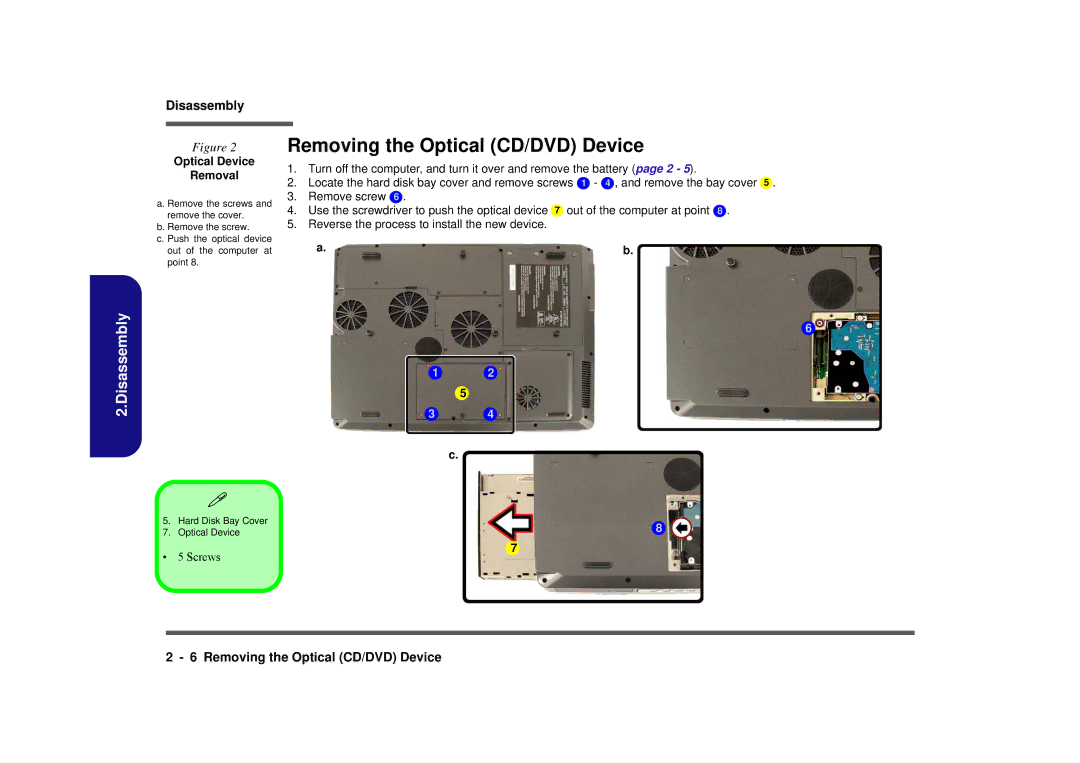 AMD D900K manual Removing the Optical CD/DVD Device, Optical Device Removal 