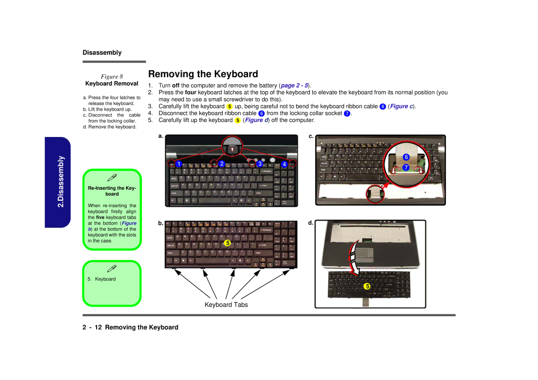 AMD D900K manual Removing the Keyboard, Keyboard Removal 