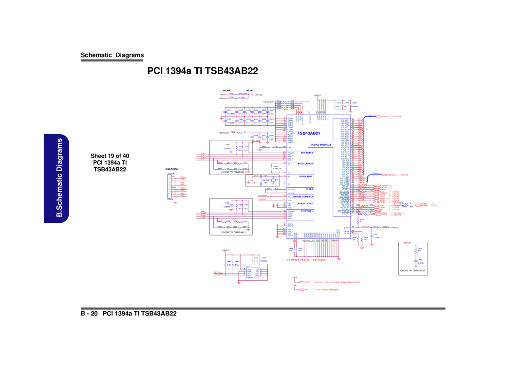 AMD D900K manual PCI 1394a TI TSB43AB22, Sheet 19 PCI 1394a TI 