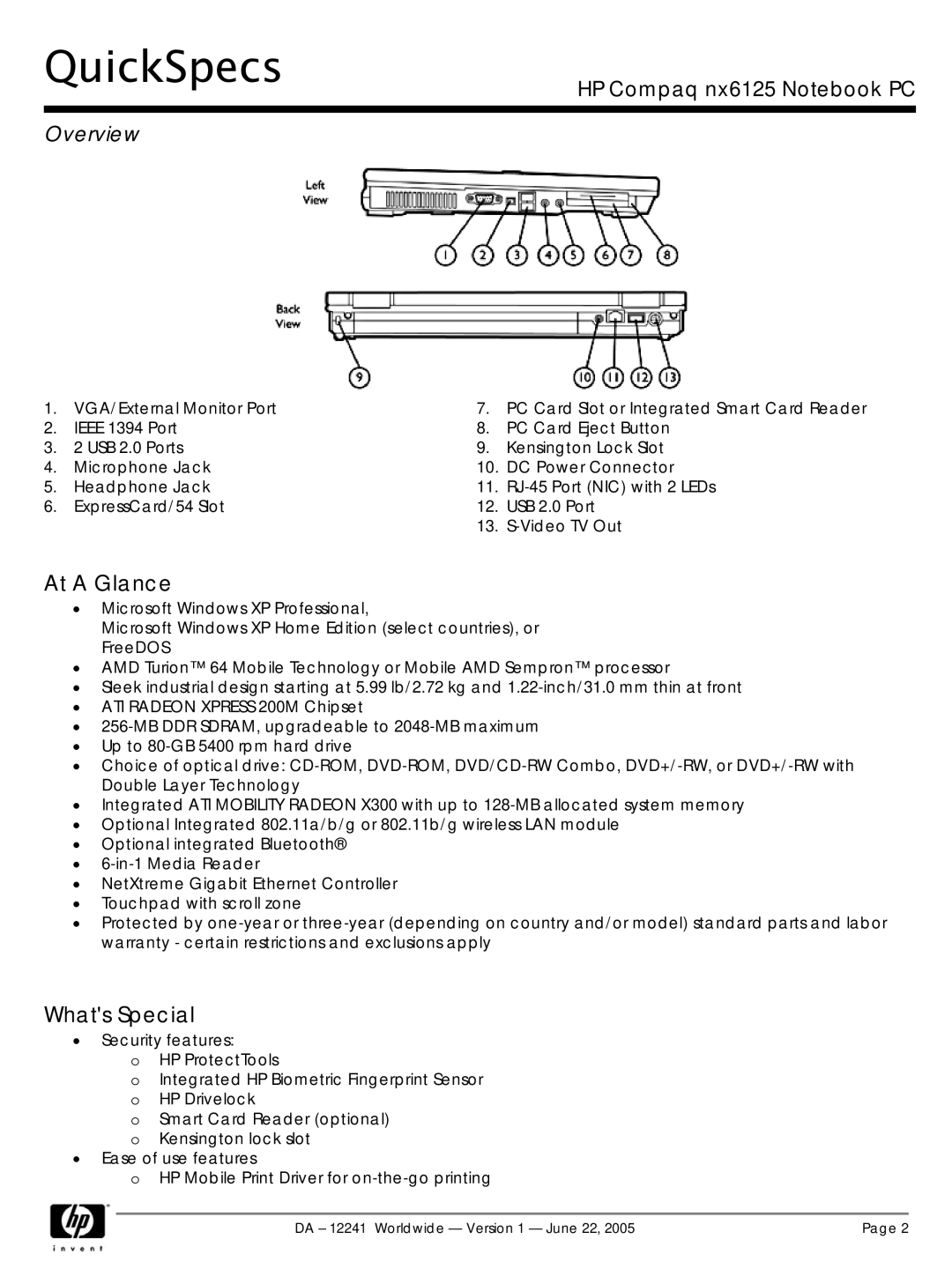 AMD DA - 12241 manual At a Glance 