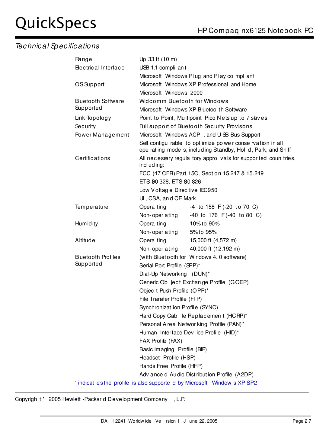 AMD DA - 12241 manual Electrical Interface, OS Support, Bluetooth Software, Supported, Link Topology, Bluetooth Profiles 