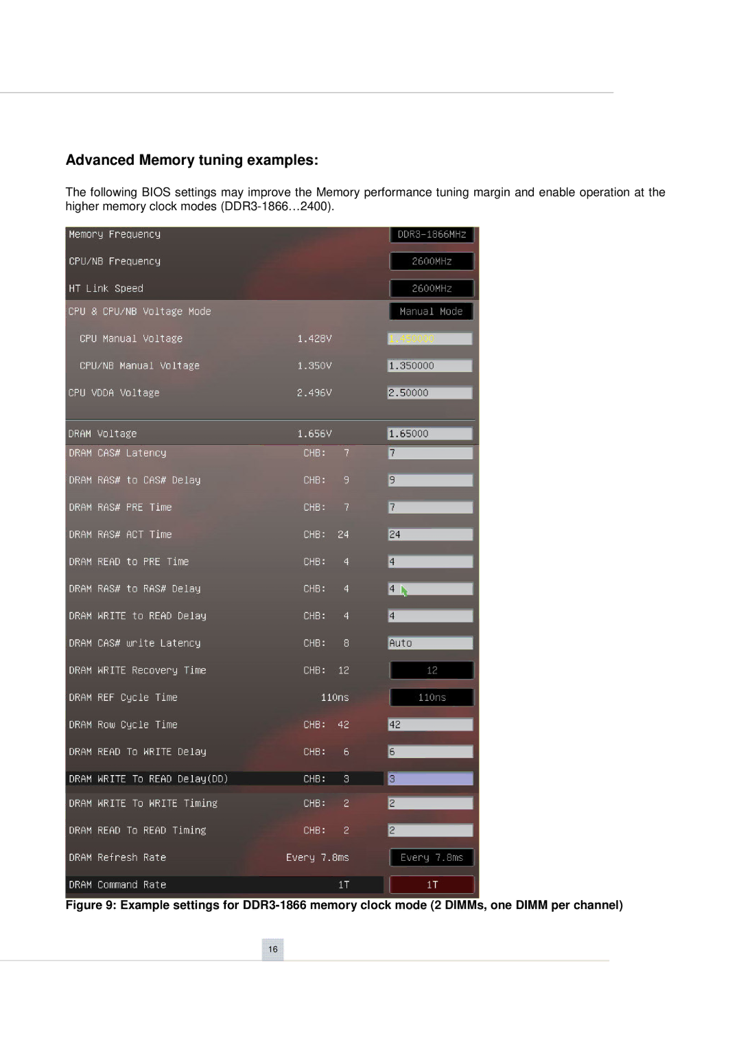 AMD FD9370FHHKWOF manual Advanced Memory tuning examples 