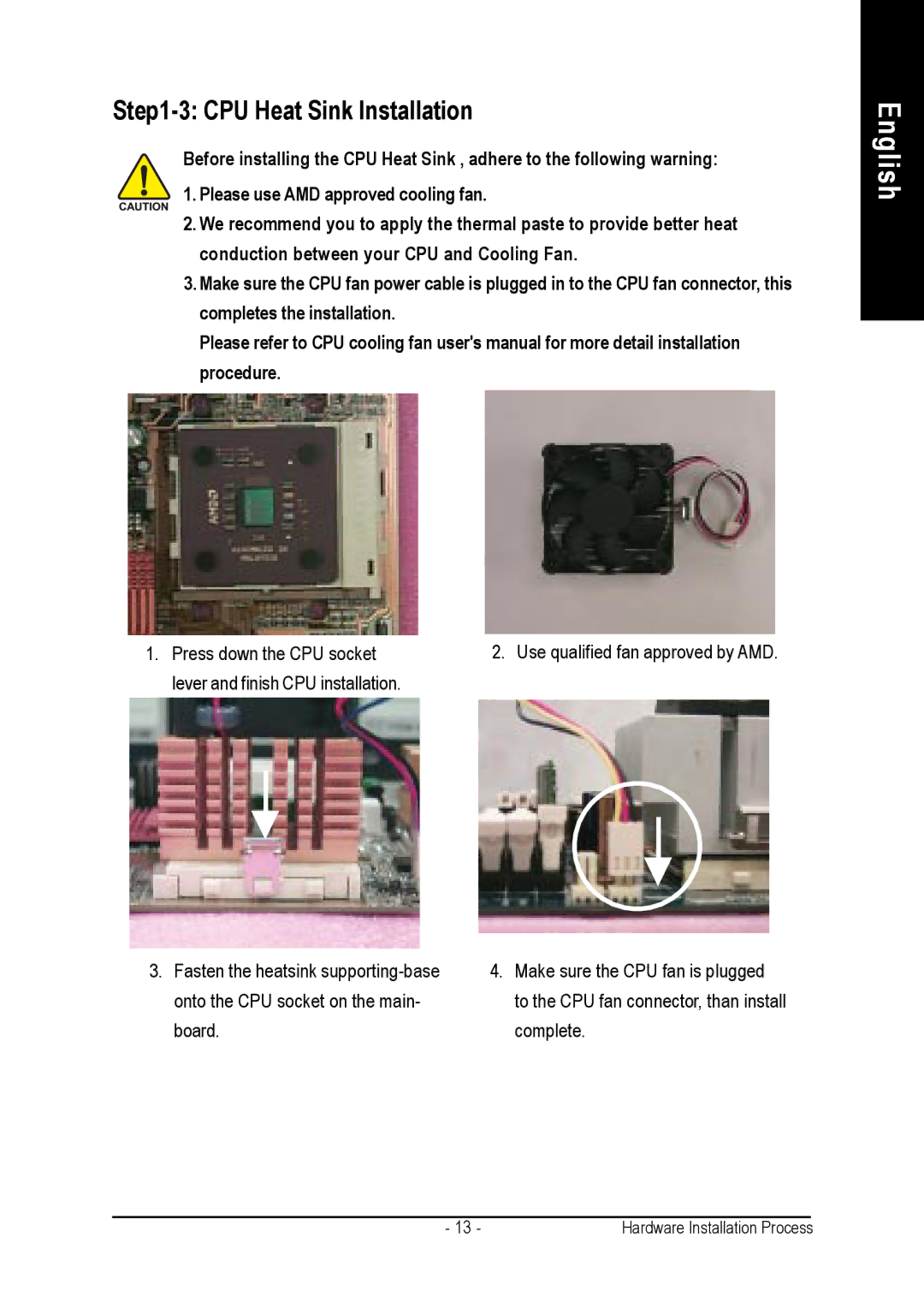 AMD GA-7VASFS-FS user manual CPU Heat Sink Installation 