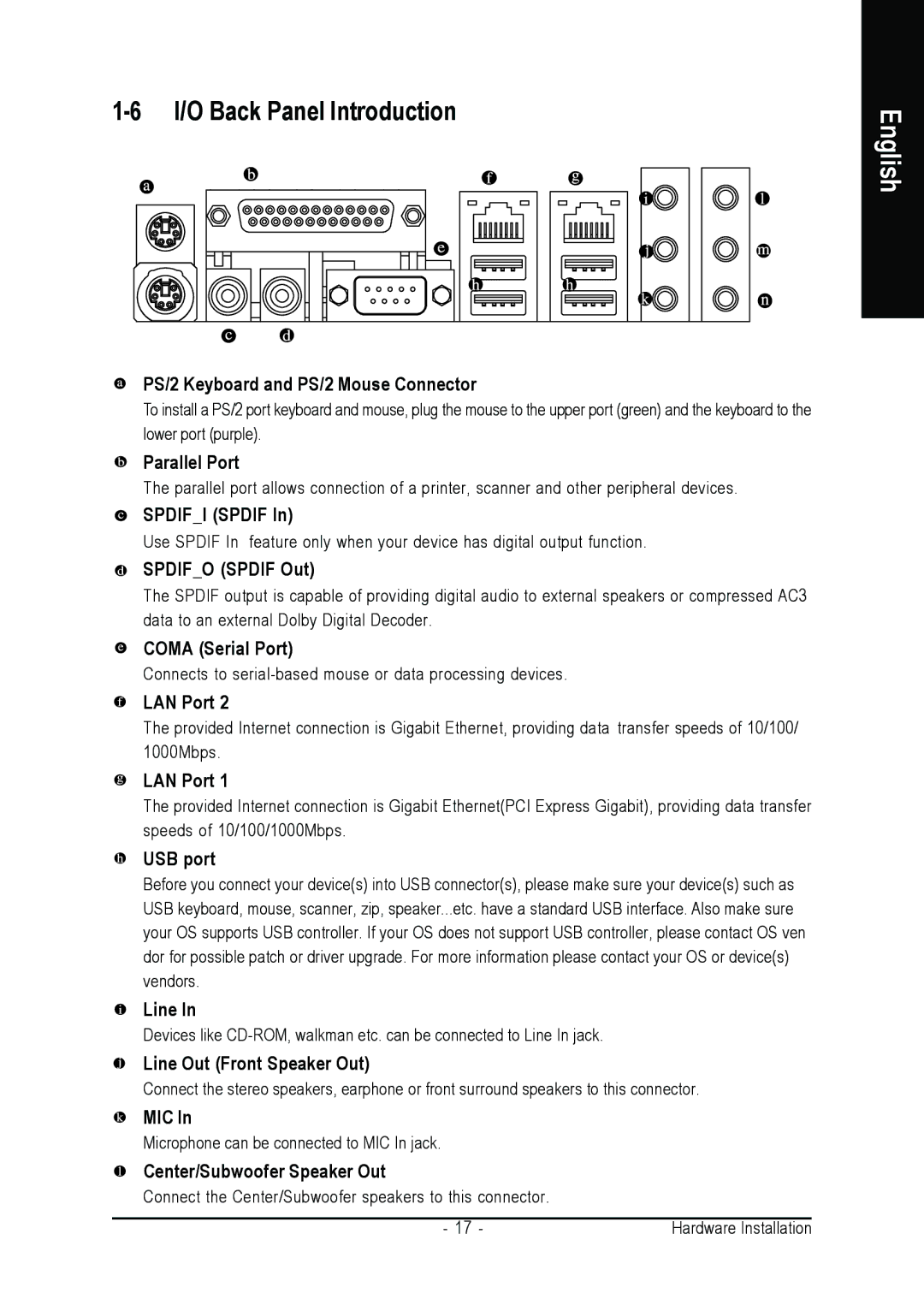 AMD GA-K8N ULTRA-9 user manual I/O Back Panel Introduction 