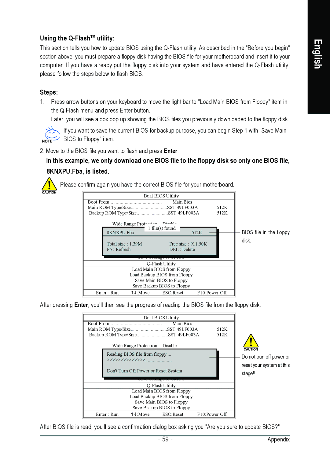 AMD GA-K8N ULTRA-9 user manual Using the Q-FlashTMutility, Steps 