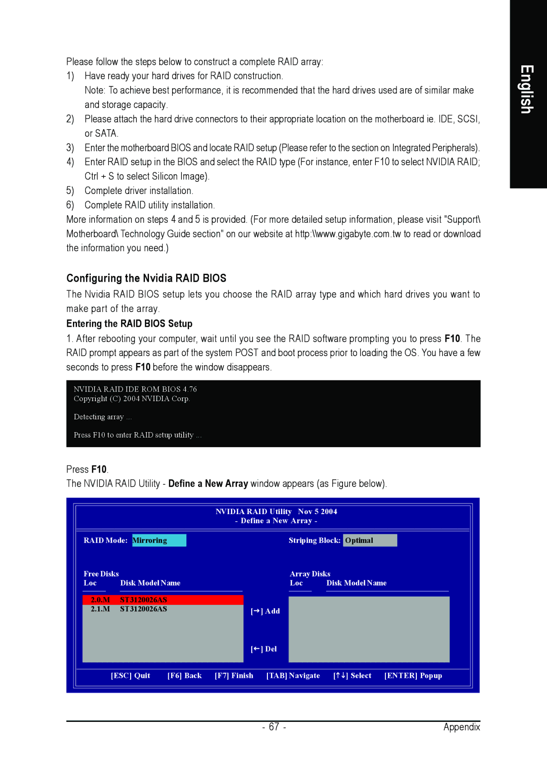 AMD GA-K8N ULTRA-9 user manual Configuring the Nvidia RAID Bios, Entering the RAID Bios Setup 