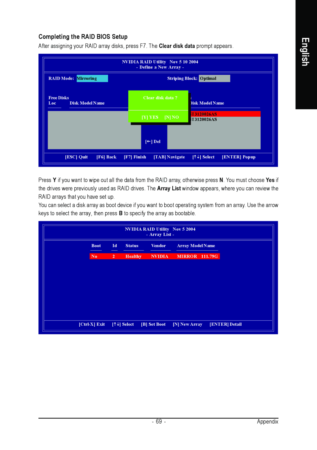 AMD GA-K8N ULTRA-9 user manual Completing the RAID Bios Setup 