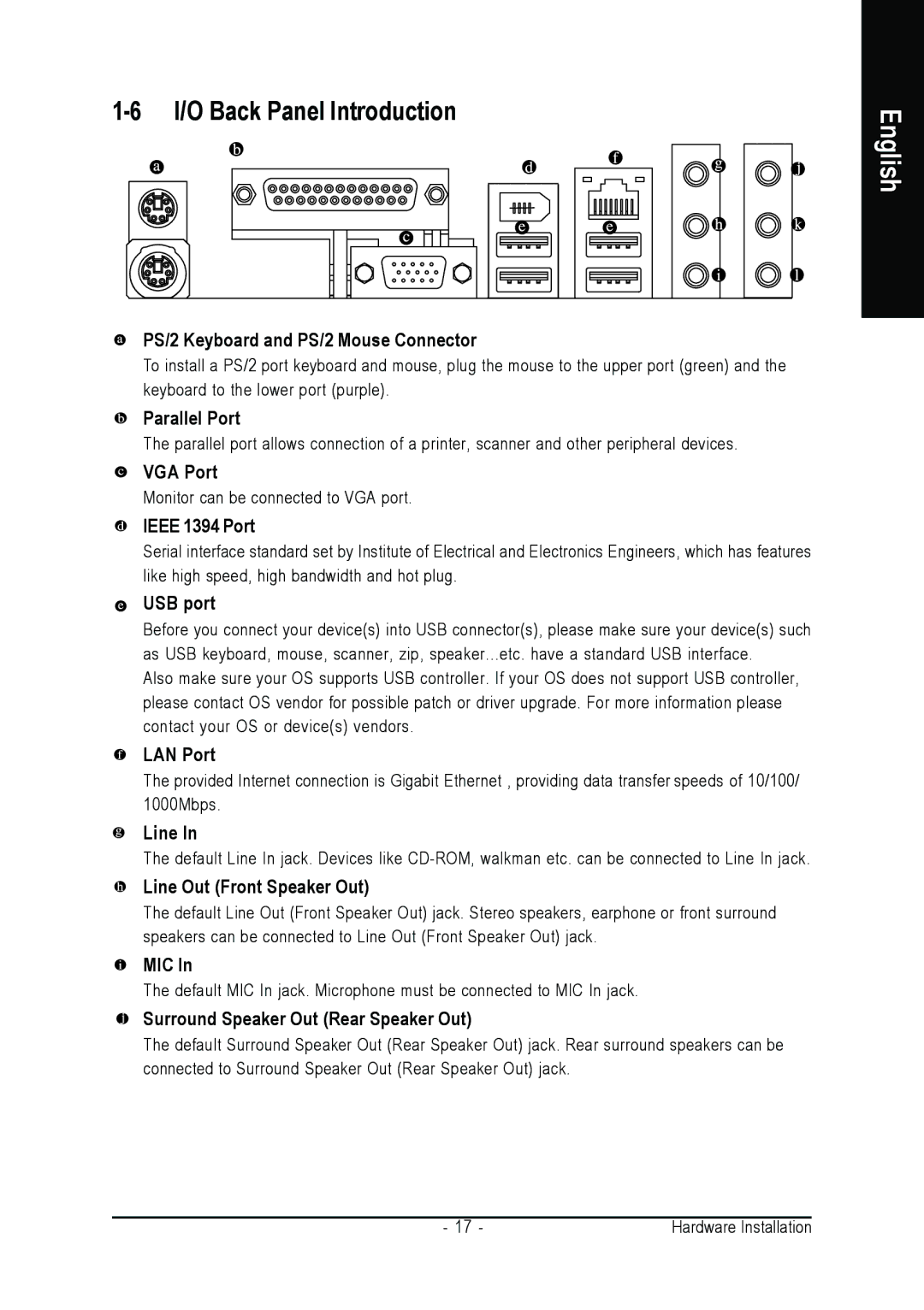 AMD GA-K8N51GMF-9 user manual I/O Back Panel Introduction 