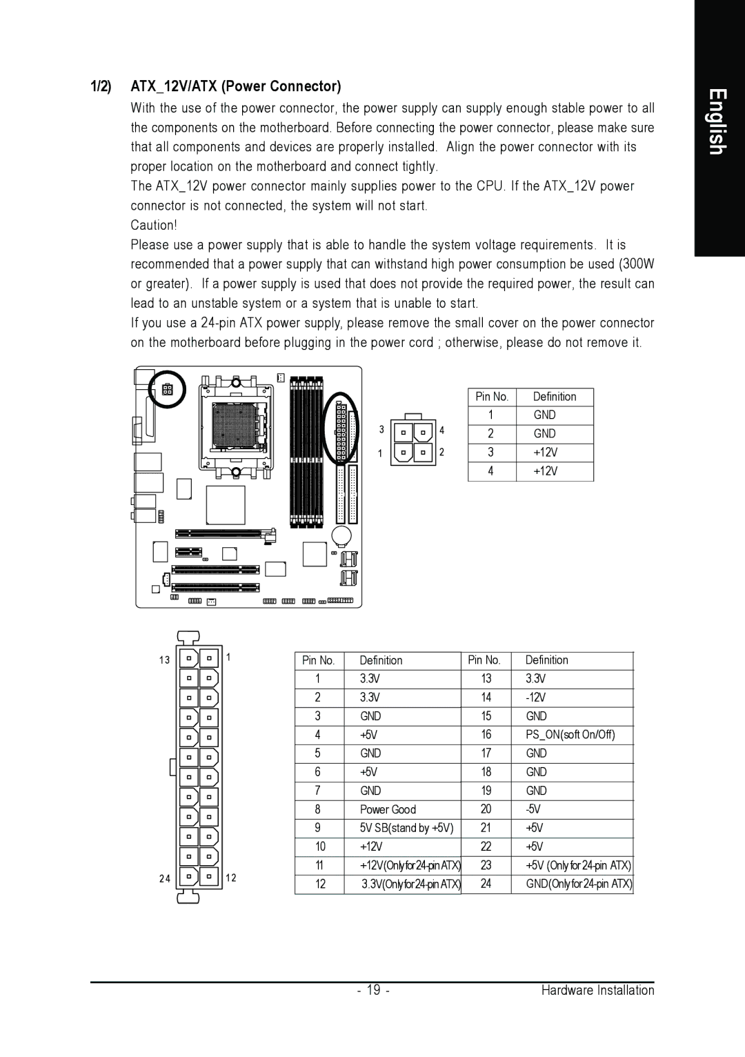 AMD GA-K8N51GMF-9 user manual ATX12V/ATX Power Connector 